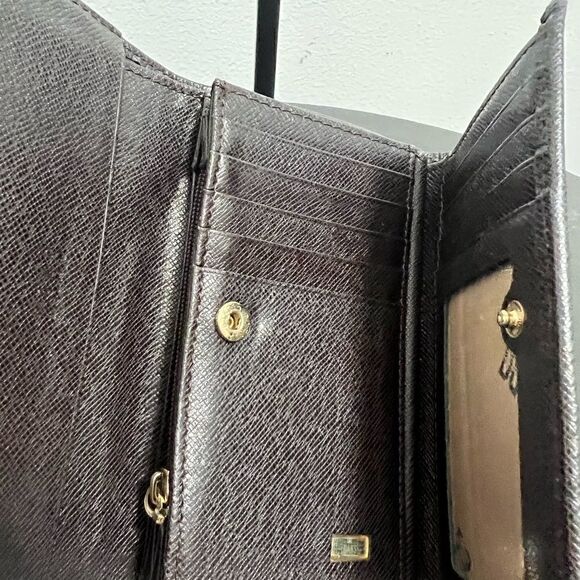 DAKS London Plaid Wallet Brown Leather Trim - Picture 8 of 10